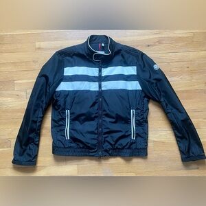 Moncler Men's Black Windbreaker with White Stripes